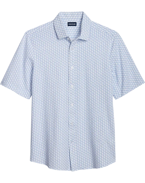 Haggar Modern Fit Short Sleeve Pique Sport Shirt, Light Blue 1 Haggar Modern Fit Short Sleeve Pique Sport Shirt, Light Blue