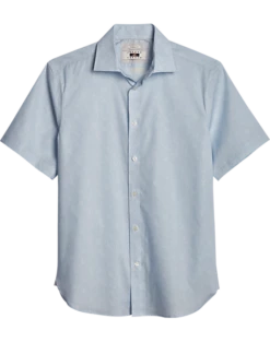Joseph Abboud Modern Fit Short Sleeve Sport Shirt, Light Blue Leaf