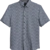 Michael Strahan Four-Way Modern Fit Button Down Collar Sport Shirt, Gray Floral
