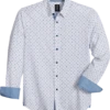 Michael Strahan Modern Fit Sport Shirt, White & Blue Dot