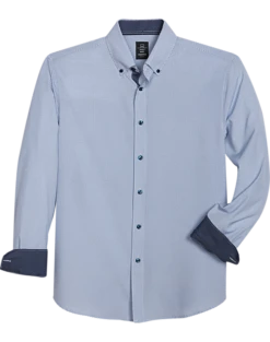 Michael Strahan Modern Fit Four-Way Stretch Sport Shirt, White Mini Diamond
