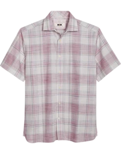 Joseph Abboud Modern Fit Sport Shirt, Burgundy Plaid