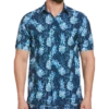 Cubavera Modern Fit 4-Way Stretch Sport Shirt, Blue Pineapple Print