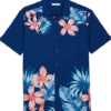 Cubavera Modern Fit 4-Way Stretch Sport Shirt, Navy Tropical Print