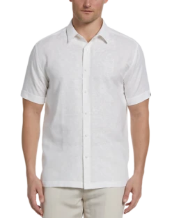 Cubavera Modern Fit Tonal Embroidered Shirt, White