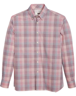 Joseph Abboud Modern Fit Sport Shirt, Burgundy Plaid