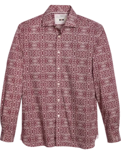 Joseph Abboud Modern Fit Sport Shirt, Burgundy Brocade