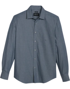 Awearness Kenneth Cole Slim Fit Spread Collar Sport Shirt, Charcoal Check