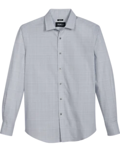 Awearness Kenneth Cole Slim Fit Spread Collar Sport Shirt, Gray Plaid