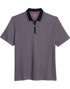 Michael Strahan Modern Fit Zip Polo Lavender