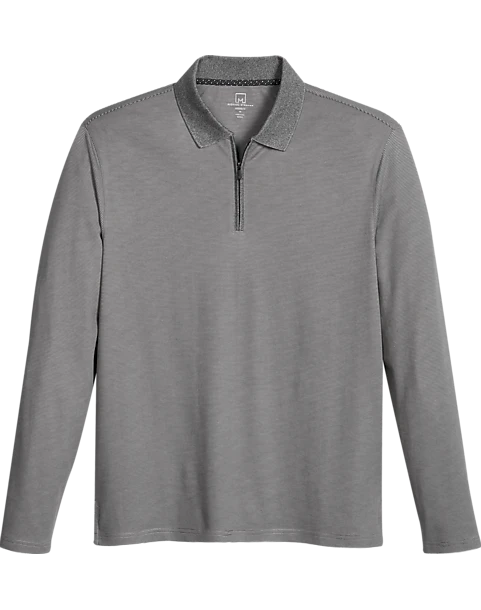 Michael Strahan Modern Fit Long Sleeve Polo, Gray 1 Michael Strahan Modern Fit Long Sleeve Polo, Gray