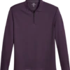Michael Strahan Modern Fit Long Sleeve Polo Purple & Gray