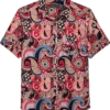 Paisley & Gray Slim Fit Short Sleeve Sport Shirt, Pink Paisley