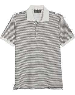 Paisley & Gray Slim Fit Polo, White & Black Dot