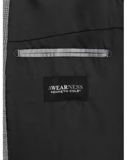 Awearness Kenneth Cole Modern Fit Soft Jacket, Gray Plaid -Elite Suit Shop MW40 6NFY 04 AWEARNESS KENNETH COLE MED GREY ALT2