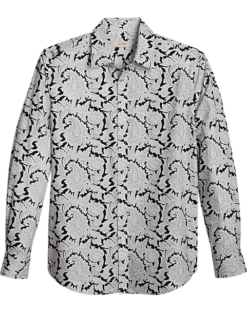 Jaymes Modern Fit Spread Collar Sport Shirt, Black Paisley
