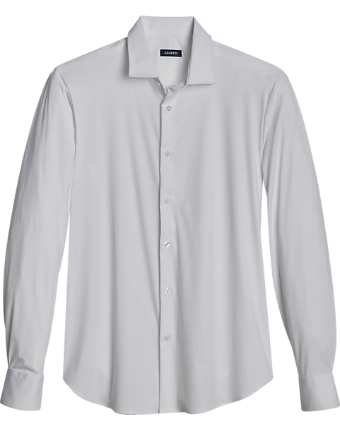Zanetti Modern Fit Spread Collar Sport Shirt, White 1 Zanetti Modern Fit Spread Collar Sport Shirt, White
