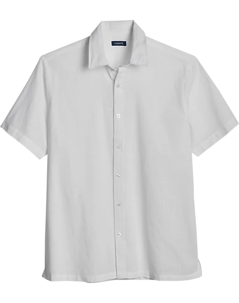 Zanetti Modern Fit Camp Shirt, White 1 Zanetti Modern Fit Camp Shirt, White