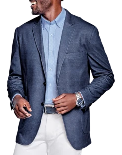Johnston & Murphy Modern Fit Flex Knit Blazer, Navy Glen Plaid