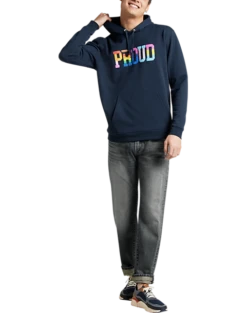 The Phluid Project Classic Fit Proud Graphic Hoodie, White -Elite Suit Shop MW40 6NMK 01 THE PHLUID PROJECT NAVY ALT2 1