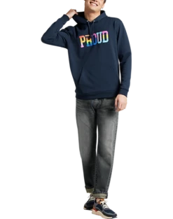 The Phluid Project Classic Fit Proud Graphic Hoodie, Navy -Elite Suit Shop MW40 6NMK 01 THE PHLUID PROJECT NAVY ALT2