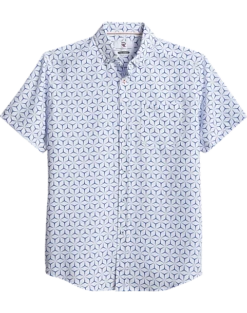 Report Collection Modern Fit Four-Way Stretch Short Sleeve Sport Shirt, Navy Geo