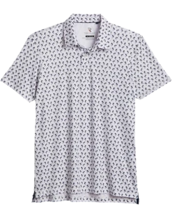 Report Collection Modern Fit Knit Polo, Navy Palm Tree