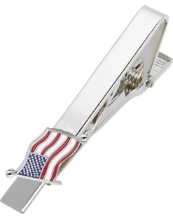 Pronto Uomo American Flag Silver Tie Bar