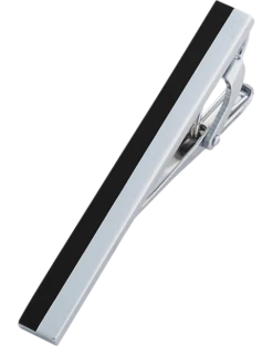 Pronto Uomo Silver & Black Tie Bar