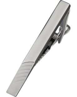 Pronto Uomo Tie Bar, Silver Diagonal Stripe