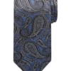 Pronto Uomo Narrow Tie, Blue & Charcoal Paisley