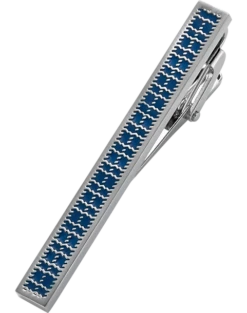 Pronto Uomo Tie Bar, Silver & Blue