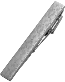 Pronto Uomo Tie Bar, Silver Geometric