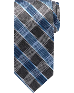 Pronto Uomo Narrow Tie, Blue Grid