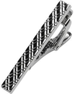 Pronto Uomo Tie Bar, Silver Diamond Pattern