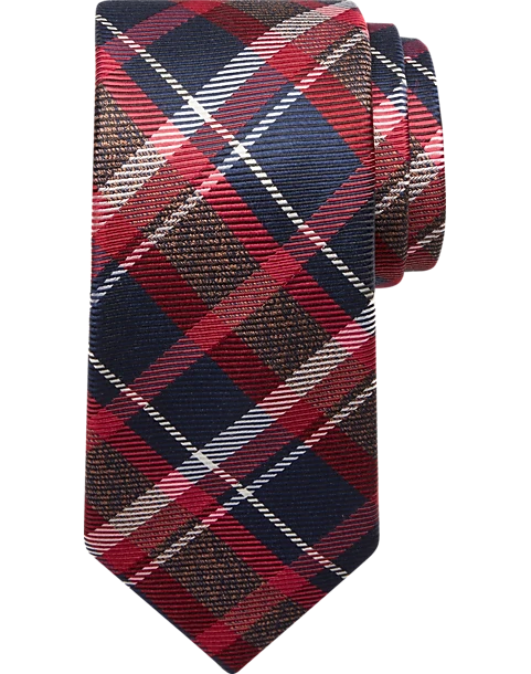 Joseph Abboud Narrow Tie, Navy & Red Plaid 1 Joseph Abboud Narrow Tie, Navy & Red Plaid