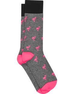 Jos. A. Bank Socks 1-Pair, Black And Pink Flamingos