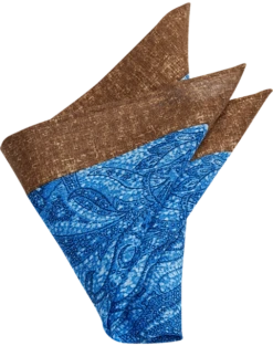 Joseph Abboud Linen Pocket Square, Brown & Blue Tie Dye Paisley
