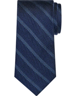 Pronto Uomo Narrow Tie, Navy Stripe