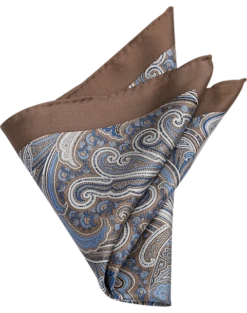 Joseph Abboud Pocket Square, Taupe Paisley