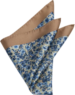 Joseph Abboud Pocket Square, Taupe & Blue Floral