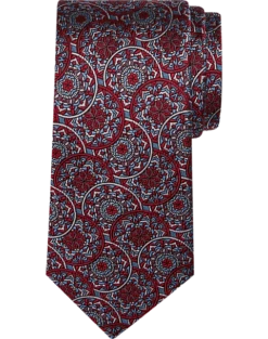 Pronto Uomo Narrow Tie, Burgundy Medallion