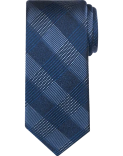 Calvin Klein Narrow Tie, Dark Blue Tonal Plaid