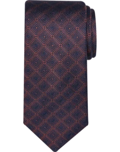 Awearness Kenneth Cole Narrow Tie, Rust Puzzle Pattern