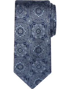 Awearness Kenneth Cole Narrow Tie, Navy Filigree Medallion
