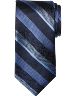 Awearness Kenneth Cole Narrow Tie, Navy Pebbled Stripe