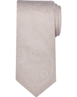 Pronto Uomo Narrow Tie, Taupe Paisley