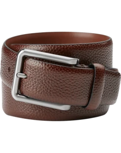 Joseph Abboud Feather Edge Leather Belt, Burgundy