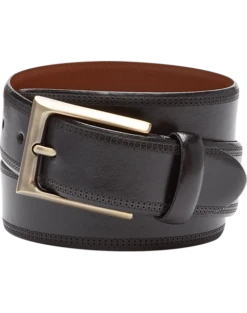 Joseph Abboud Feather Edge Leather Belt, Black