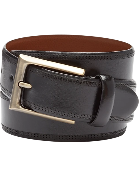 Joseph Abboud Feather Edge Leather Belt, Black 1 Joseph Abboud Feather Edge Leather Belt, Black